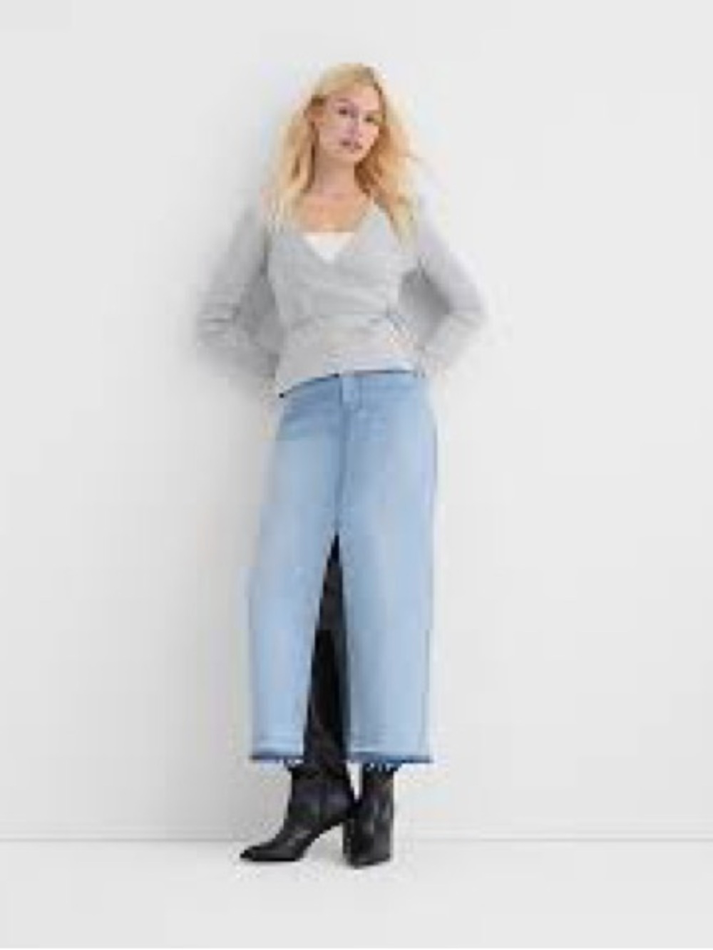 LOFT Light Blue Maxi Denim Skirt